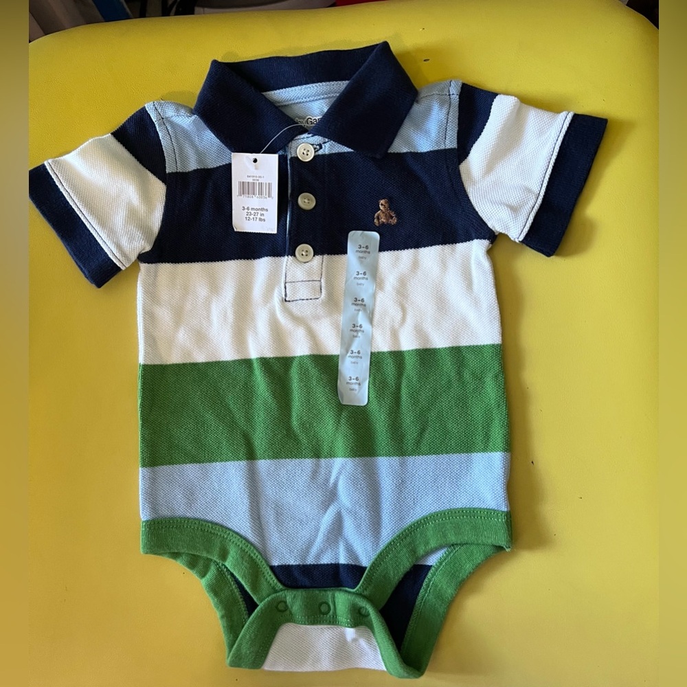 NWT Striped Baby Gap Polo one piece with snap closure. Has 2 small spots